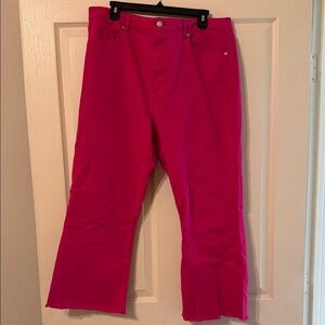 LOFT Hot Pink Cropped Straight-Leg Jeans